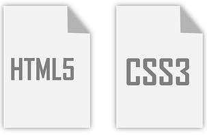 Ícones representando código HTML e CSS